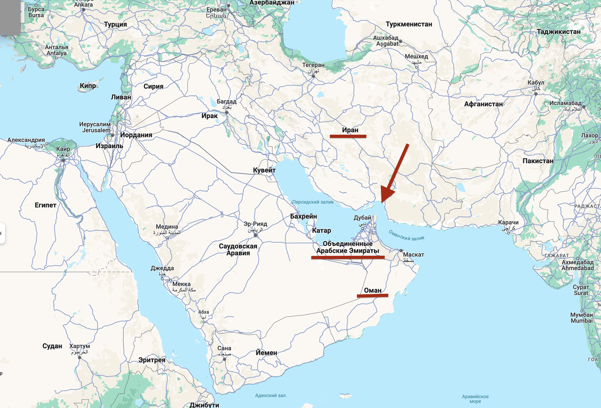 Где находится ормузский пролив на карте