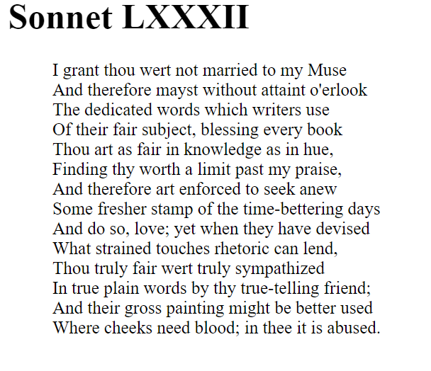 Сколько местоимений thou вы насчитаете в этом сонете?
Источник: https://shakespeare.mit.edu/Poetry/sonnet.LXXXII.html