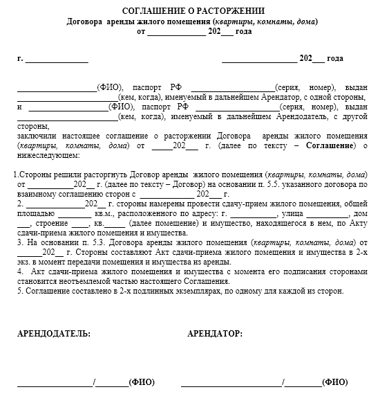 Досрочное прекращение аренды арендатором. Расторжение договора аренды в одностороннем порядке арендодателем. Письмо согласование субаренды с арендодателем образец