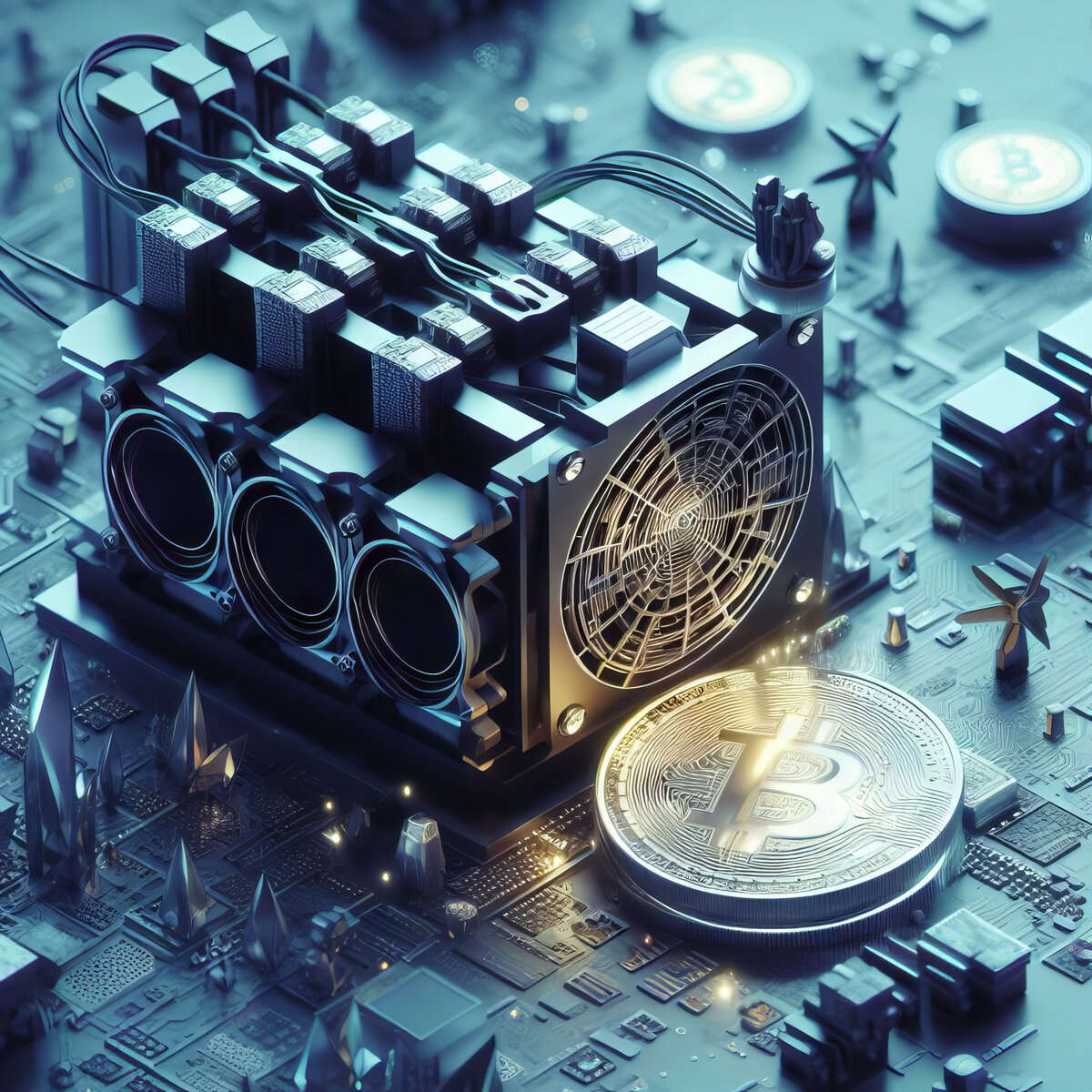 Процесс майнинга, упрощённая фотография.