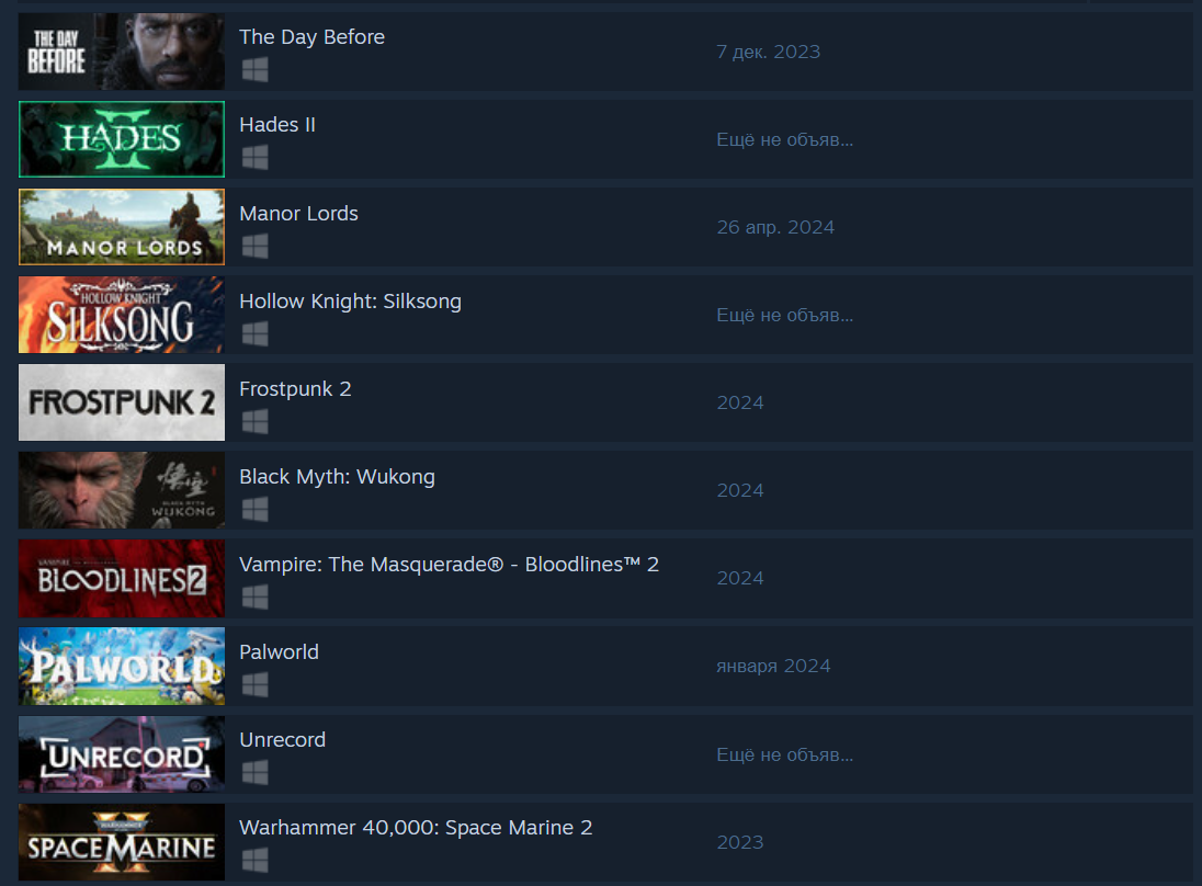     Самые ожидаемые игры в российском Steam