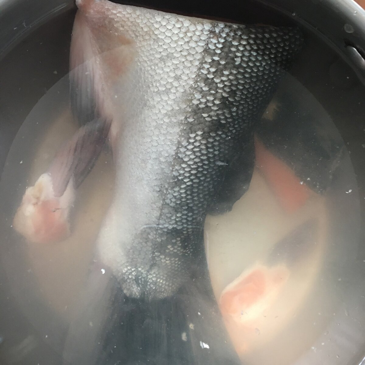 Уха из кижуча с перловкой