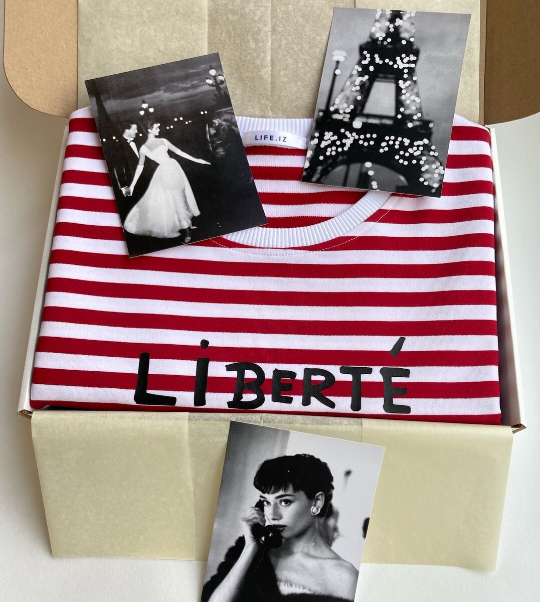 Тельняшка с принтом Liberte - (фр. Свобода)