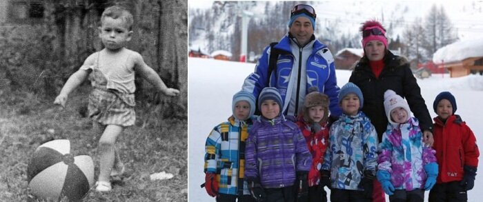  Банкир в детстве (слева) и детьми (справа).