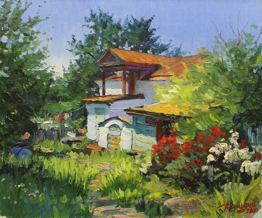 "Бабушкин дворик", холст, масло, 50 x 60 см, 2000 г.