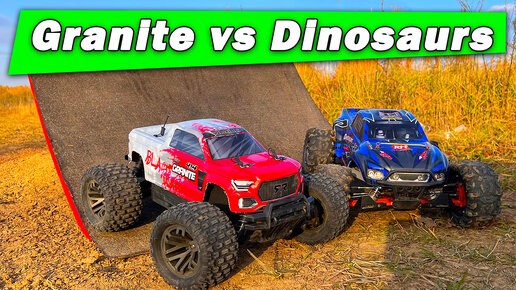 Трамплин: Remo Hobby Dinosaurs против ARRMA Granite