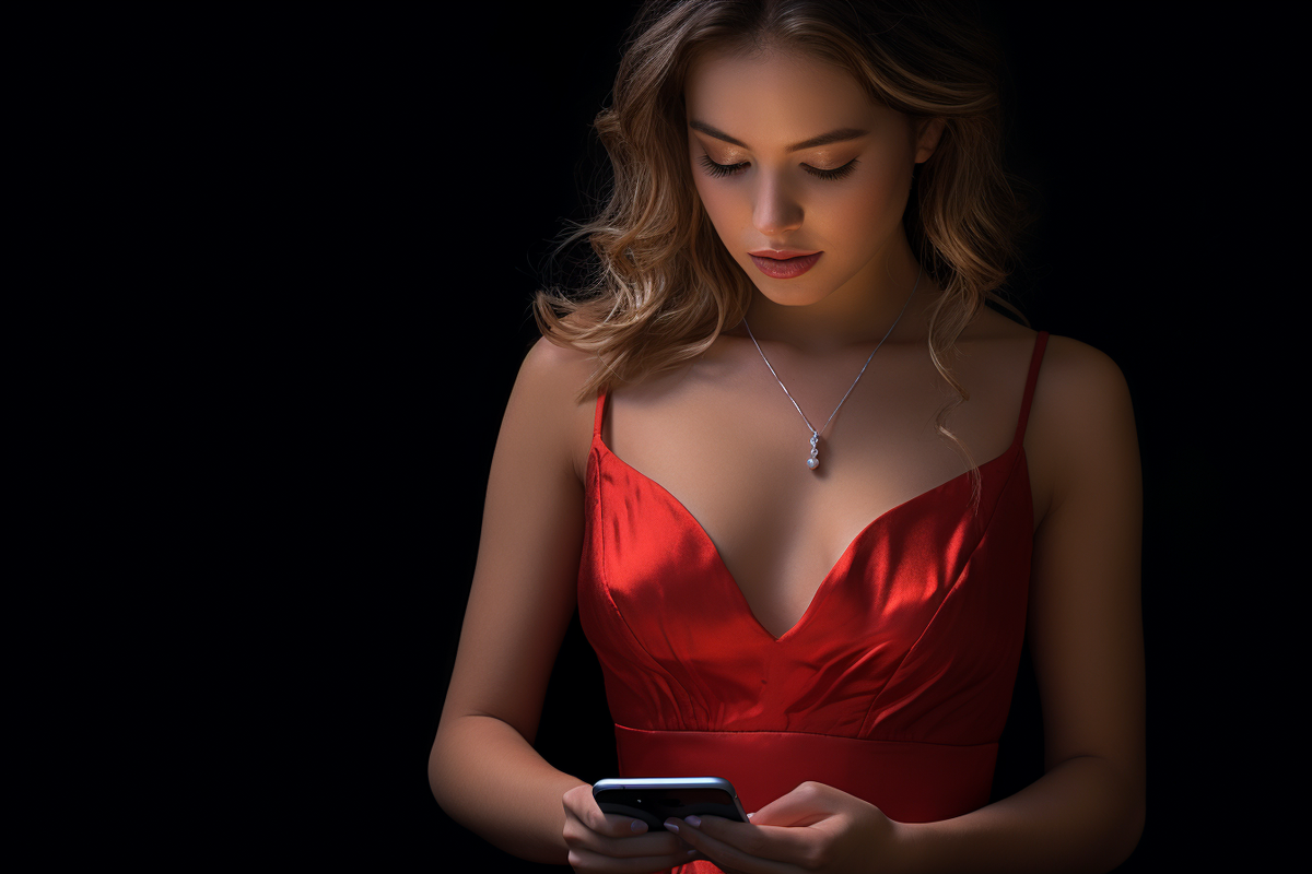 Молодая девушка работает с приложением от Тинькофф банка