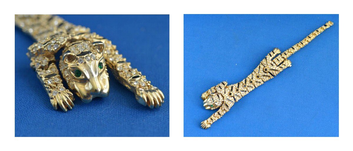 Фото и коллаж автора. Плечевая брошь в виде леопарда