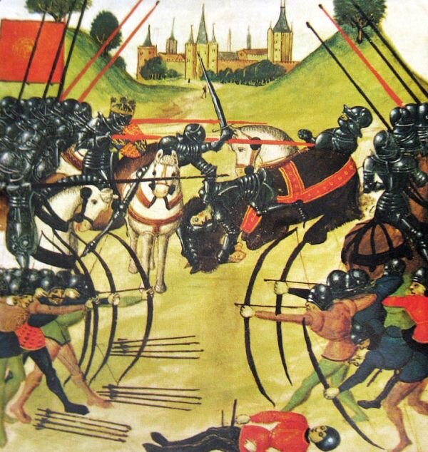 Средневековая миниатюра, посвященная сражению при Тьюксбери.