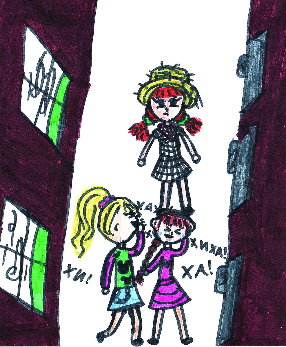 Люси в коридоре поезда слышит, как над ней смеются.