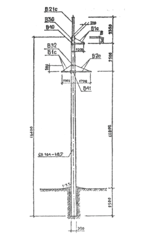 Промежуточная бетонная опора ПБ35–1В, серия 3.407.1–163 выпуск 1
Марка опоры	 ПБ35-1В
Напряжение ВЛ (кВ)	35
Цепность	Одноцепная
Тип опоры	Промежуточная
Высота опоры, м	5.650
Высота до нижней траверсы, м	10.800
Район по ветру	III
Район по гололеду	!-II
Марки проводов	AС 70/11, AС 95/16, AС 120/19
Марка грозозащитного троса	ЛК-0-8.0 (ГОСТ 3062-80)
Масса железобетона, т	3,550
Масса металлических конструкций, кг	103.3 с тросом, 63.3 без троса
Марка вибрированных стоек	Одна стойка СВ164-10.7 или СВ164-12
Техническая документация	серия 3.407.1-163 выпуск 1, чертеж 3.407.1-163.1-01
Промежуточная бетонная опора ПБ35-1В изготавливается по серии 3.407.1-163 выпуск 1.
Опора является свободностоящей.
Опора закрепляется в грунте, путём погружения нижней части опоры в пробуренный котлован на глубину 2.5 м.