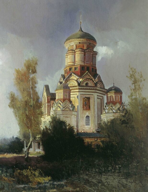 Вид церкви села Дьякова в Коломенском близ Москвы. Картина. 1872. Худ. Н.Е.Маковский. ГТГ