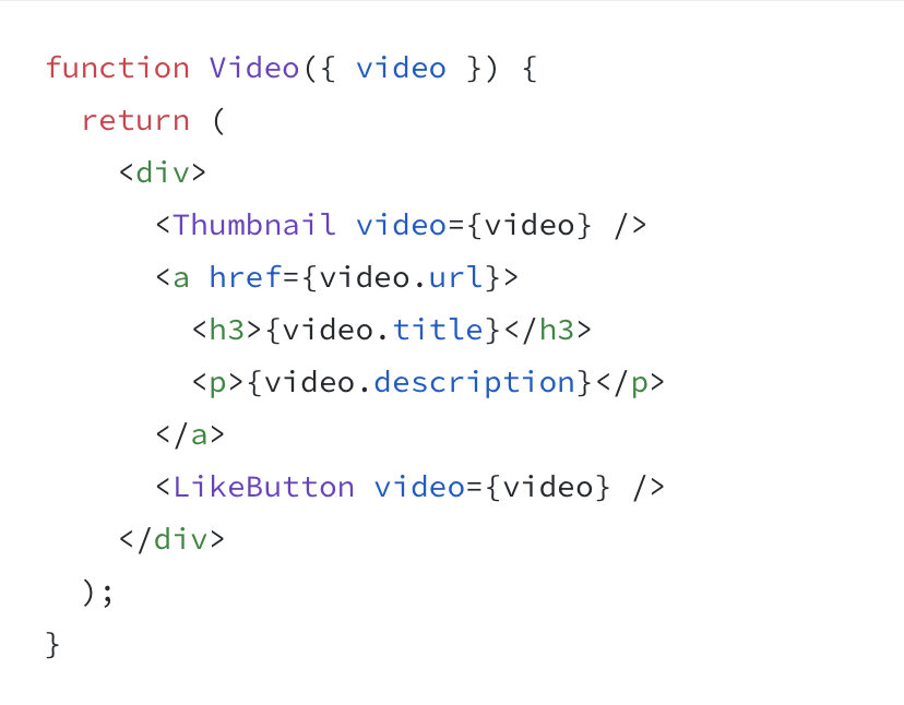 Пример кода написанного на React.