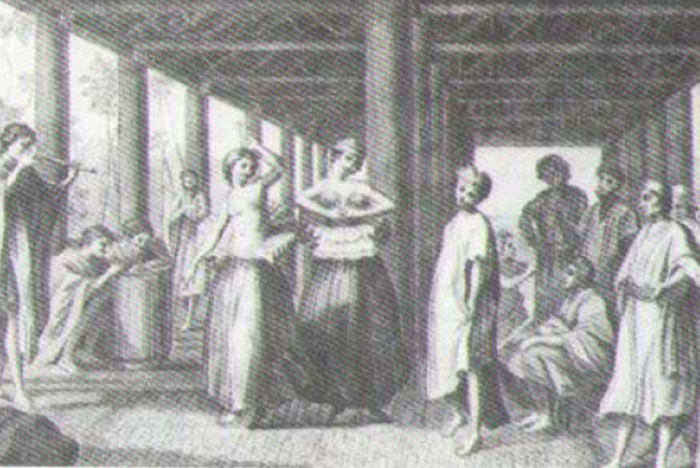 "Танцовщицы Южного моря" 1770-е годы. Гравюра на медной пластине.