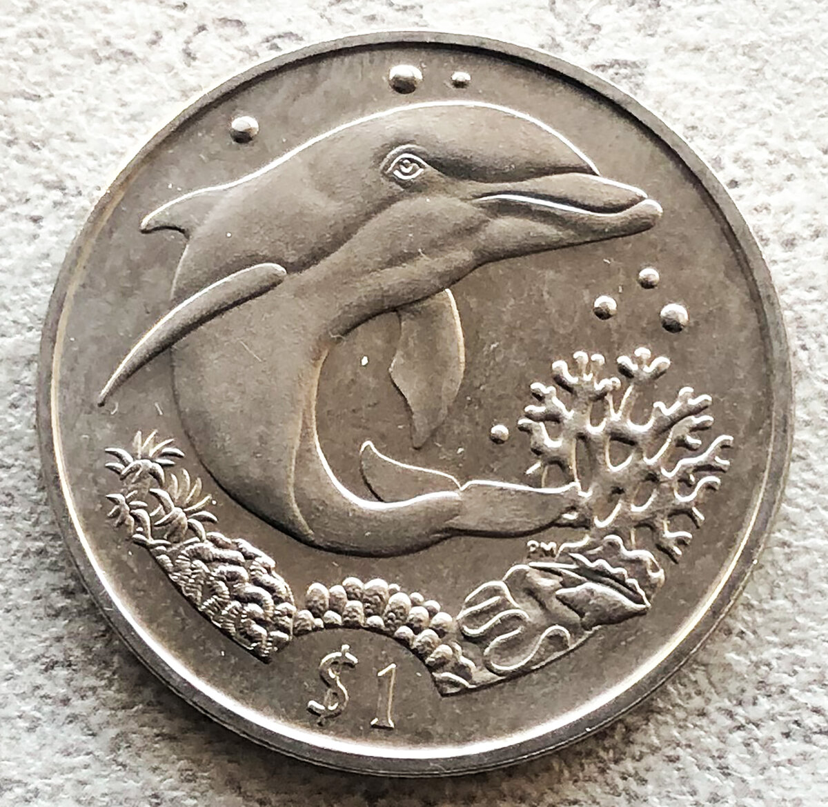 Британские Виргинские острова 1 доллар 2004 Дельфин. Фото автора. 