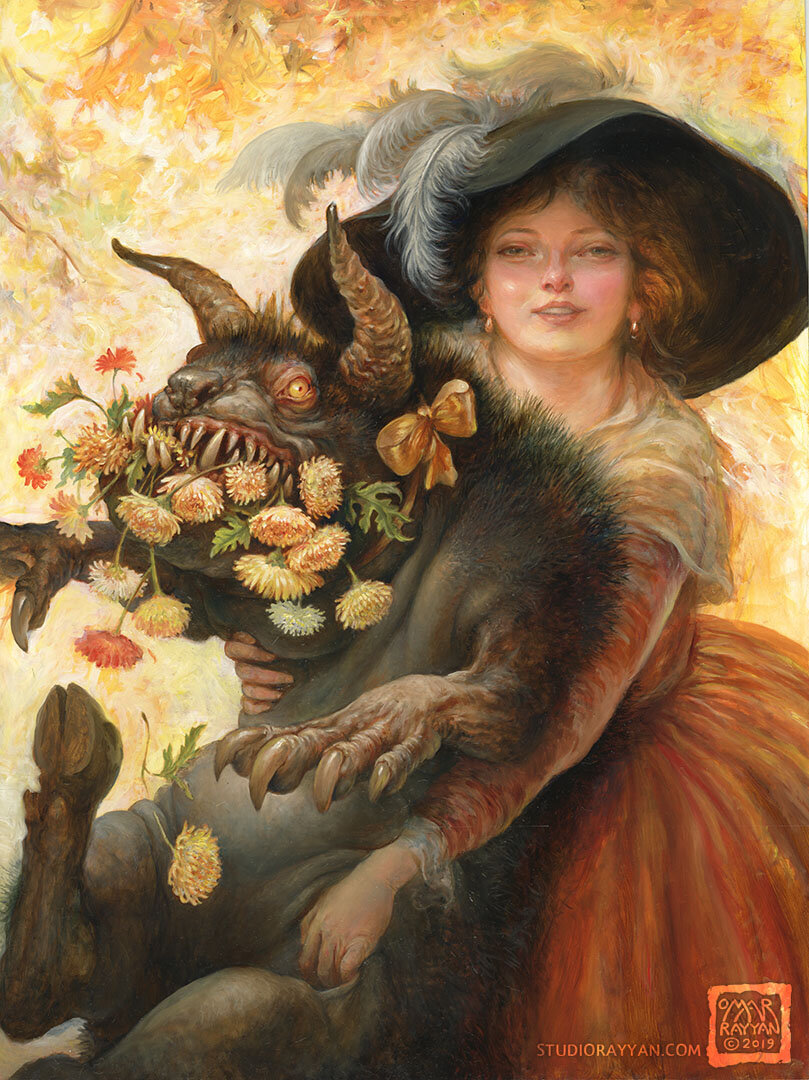 Картина художника Омара Райяна / Omar Rayyan / под названием " Chrysanthemums / Хризантемы 2019  панно маслом / размер 18x24 дюйма