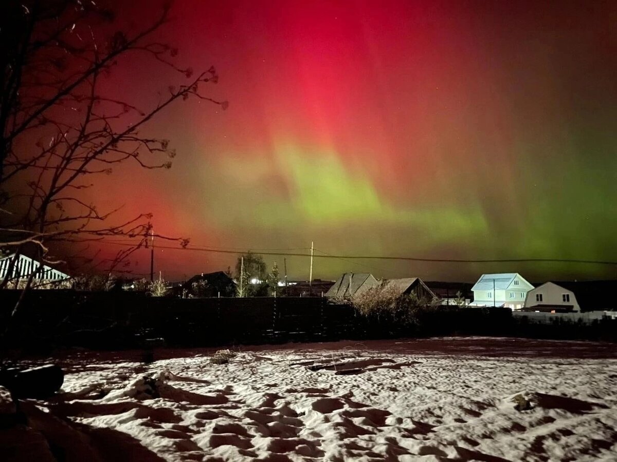Северное сияние над Челябинской областью.