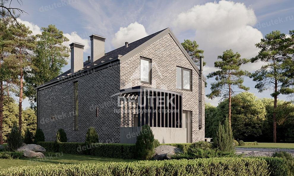 Проект двухэтажного дома 165 м2 из керамических блоков с кабинетом и террасой - LK-148