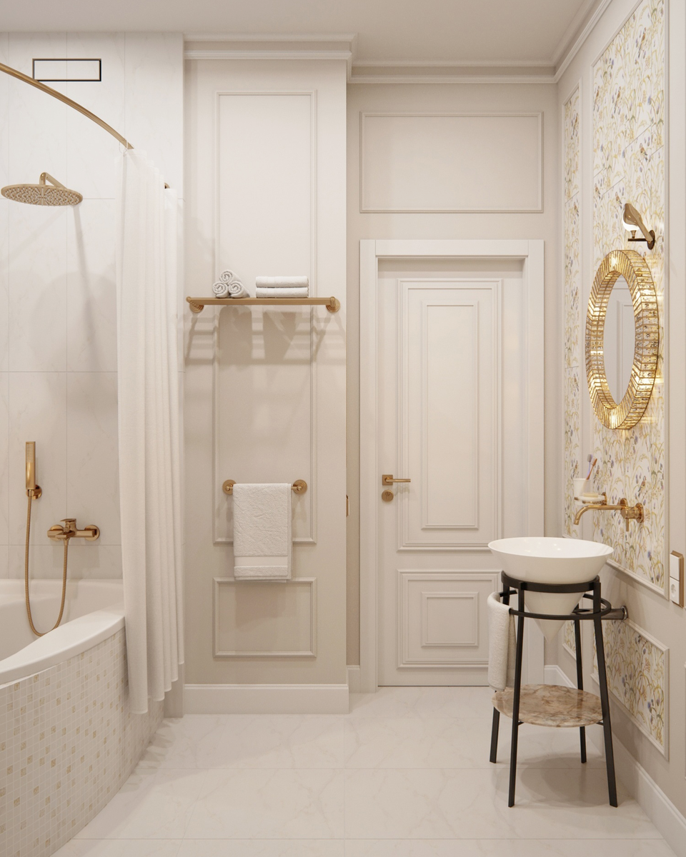 На полу керамический гранит под мрамор