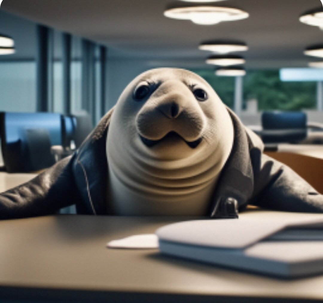 И снова фантазия нейросети. Морской слон в бизнесе.