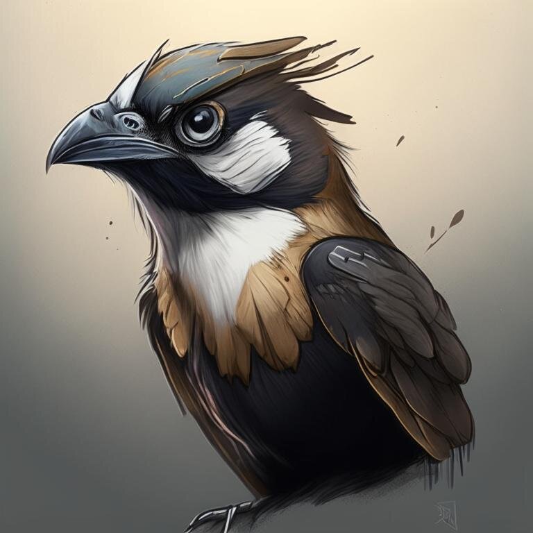 Это творение нейросети Кандинский 2.1 в ответ на запрос "Нарисовать Птичку Бандюгана". Или "Бан Дюгана", не помню уже. Спасибо, ИИ! :) Суть отражена.