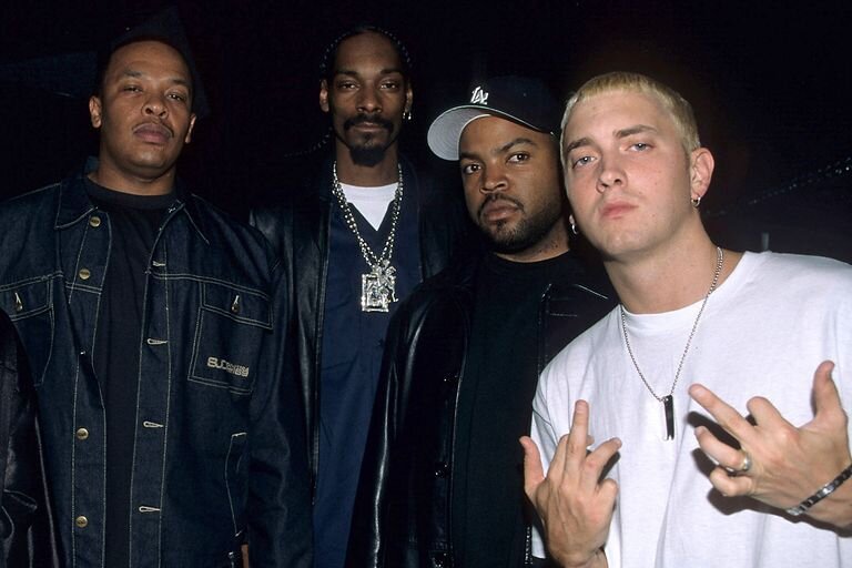 Доктор Дре, Снуп Дог, Айс Кьюб, Эминем - вот они слева направо