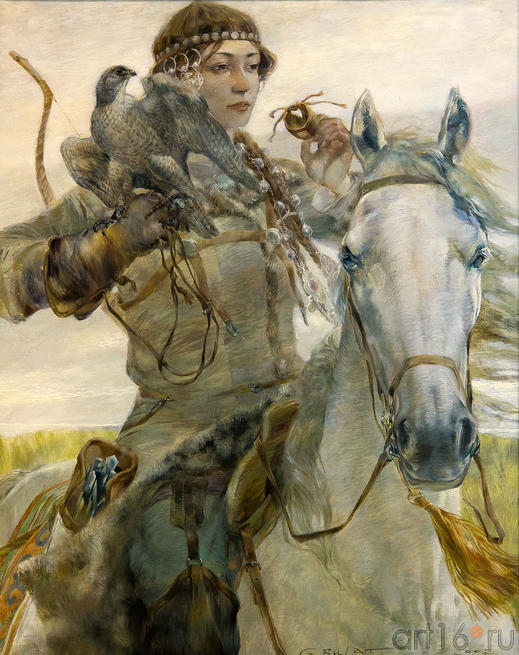 Работа татарского художника Булата Гильванова из серии "Алтынчәч и сорок девушек" (2002).