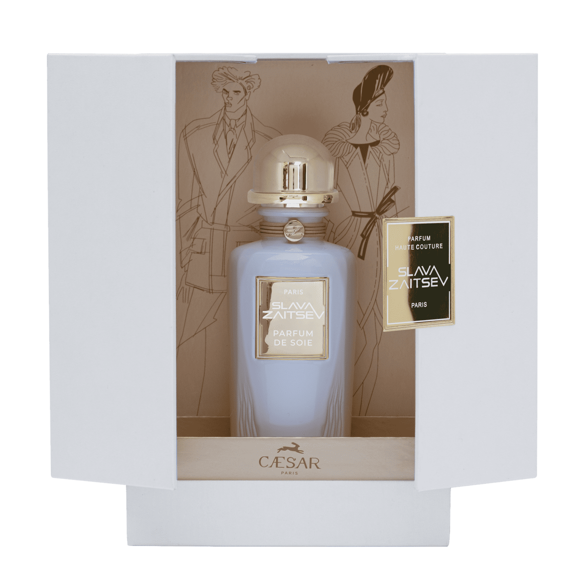 Над дизайном флаконов работал сам Слава Зайцев. И дизайн коробки-шкатулки с эскизами образов, тоже рисовал сам кутюрье. 