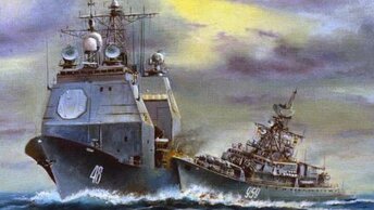 Американские моряки веселились и показывали неприличные жесты лишь до того момента, пока советский корабль не ударил их крейсер в борт