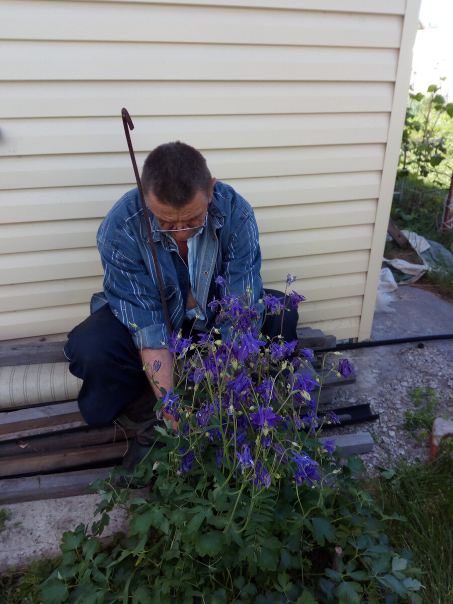 Вот в тени работать - очень даже неплохо. Еще и сидя. Тут что-то муж делает в тенечке...