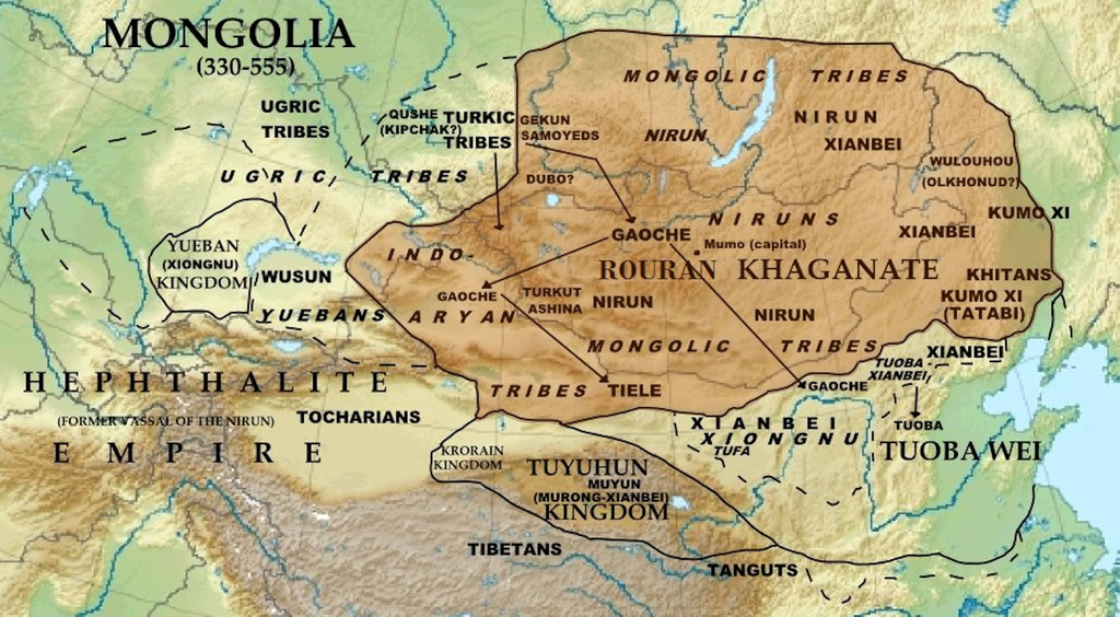Жужаньский каганат до распада Северной Вэй (до 535 года). Иллюстрация Wikimedia Commons (Свободная лицензия)