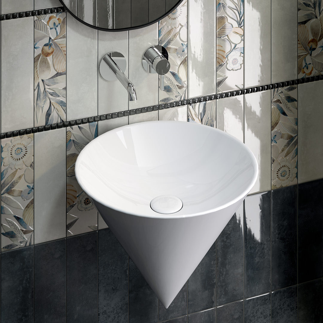 Раковина CONO подвесная 44, белая глянцевая, KERAMA MARAZZI