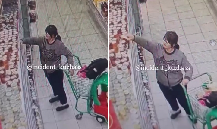 Одну баночку беру, другую - подмечаю. ФОТО: телеграм-канал "Инцидент Кузбасс".