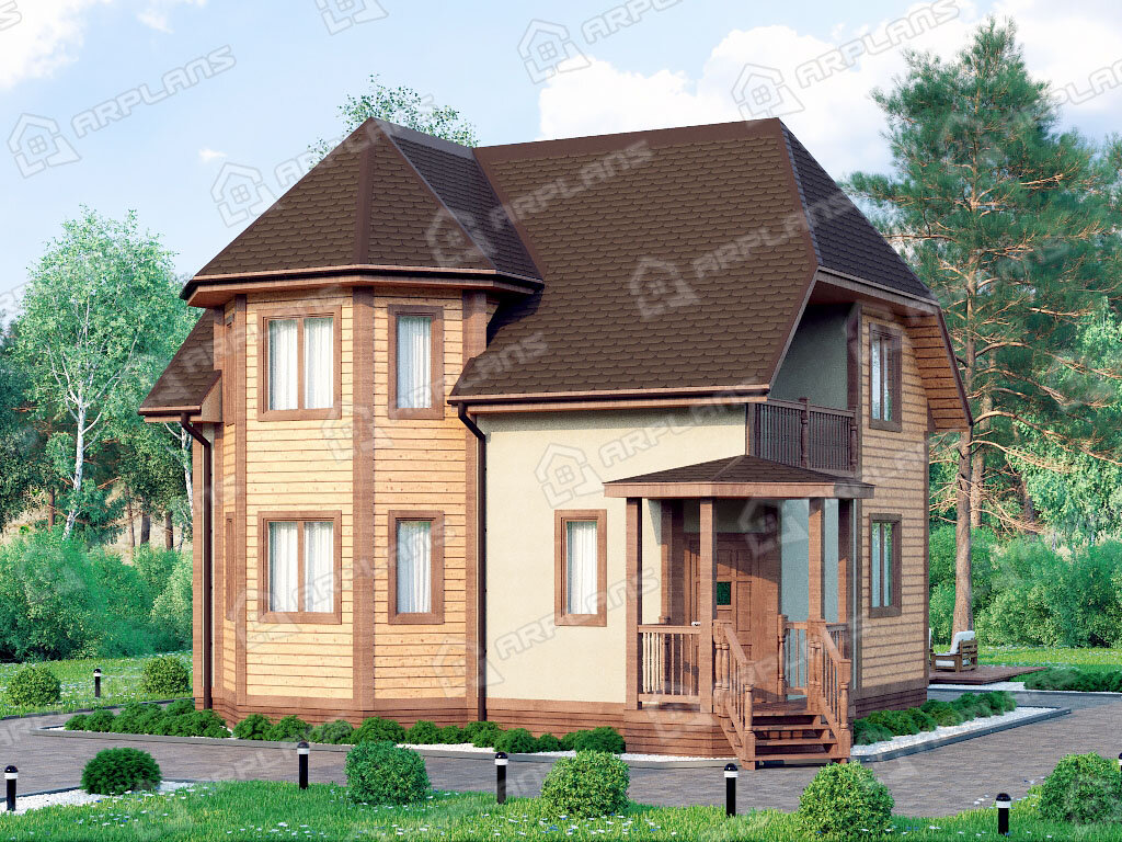 Фото 1 двухэтажного каркасного дома с мансардой. Источник arplans.ru Проект И-064 