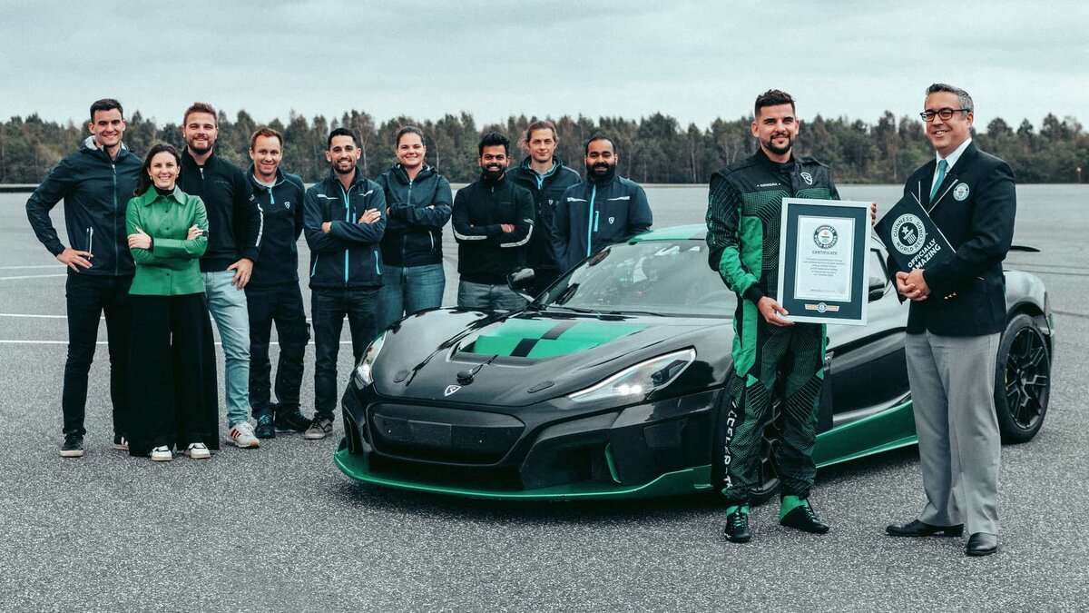 Rimac Nevera. Источники, фото: Rimac, Guinness World Records.
