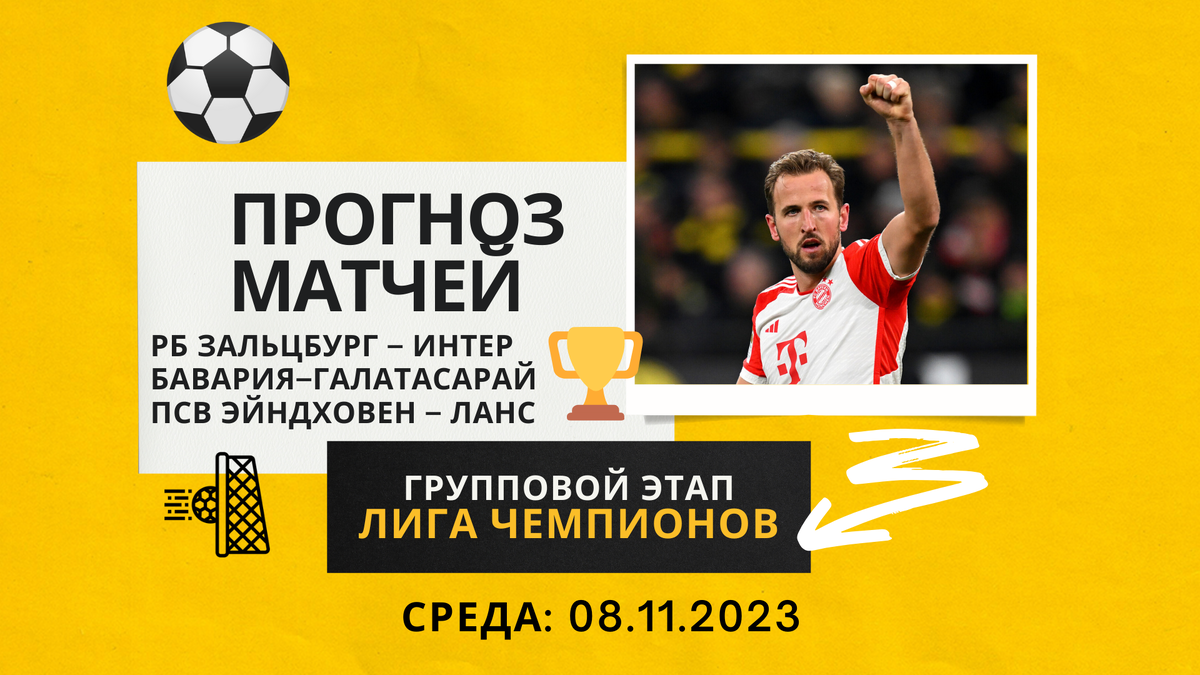 Превью матчей Лиги Чемпионов. Групповой этап (среда 08.11.2023)