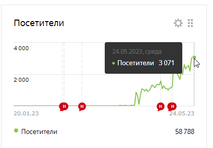 Пример данных по Яндекс.Метрике через месяц после запуска проекта