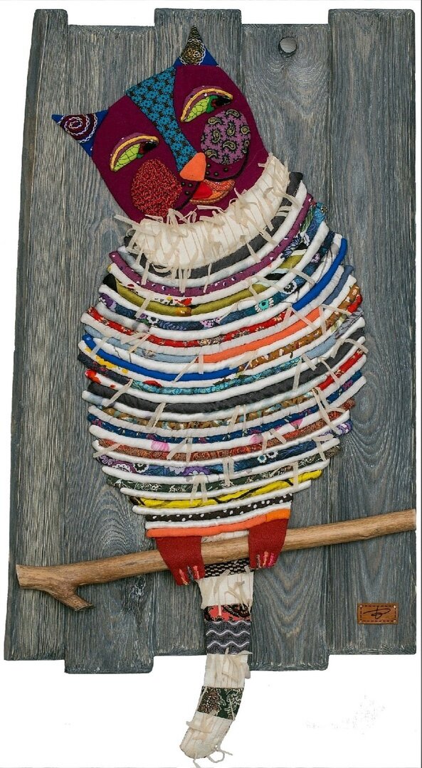 «Человеку нужен Кот», 67*42 см, арт-текстиль, 2022 г.