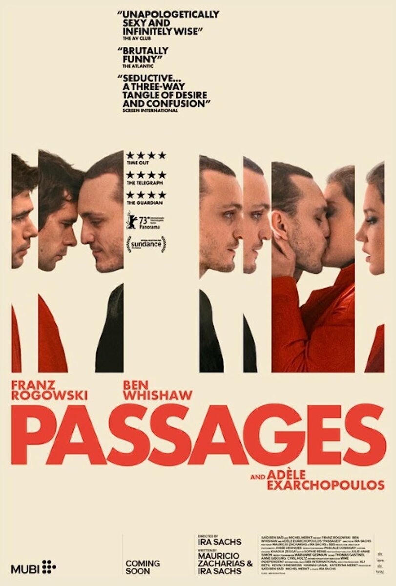 Артхаусный дистрибьютор MUBI приобрёл “Пассажи” после премьеры фильма на кинофестивале “Сандэнс”.  Платформа отказалась от строгой маркировки фильма NC-17 и вместо этого выпускает драму как unrated