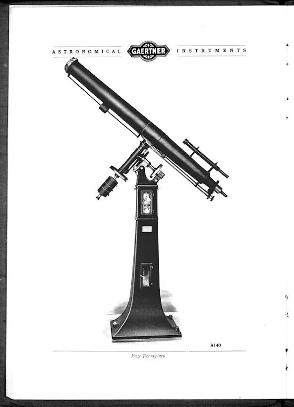 Рефрактор из оригинального каталога продажи WM Gaertner & Co. 1908 года.