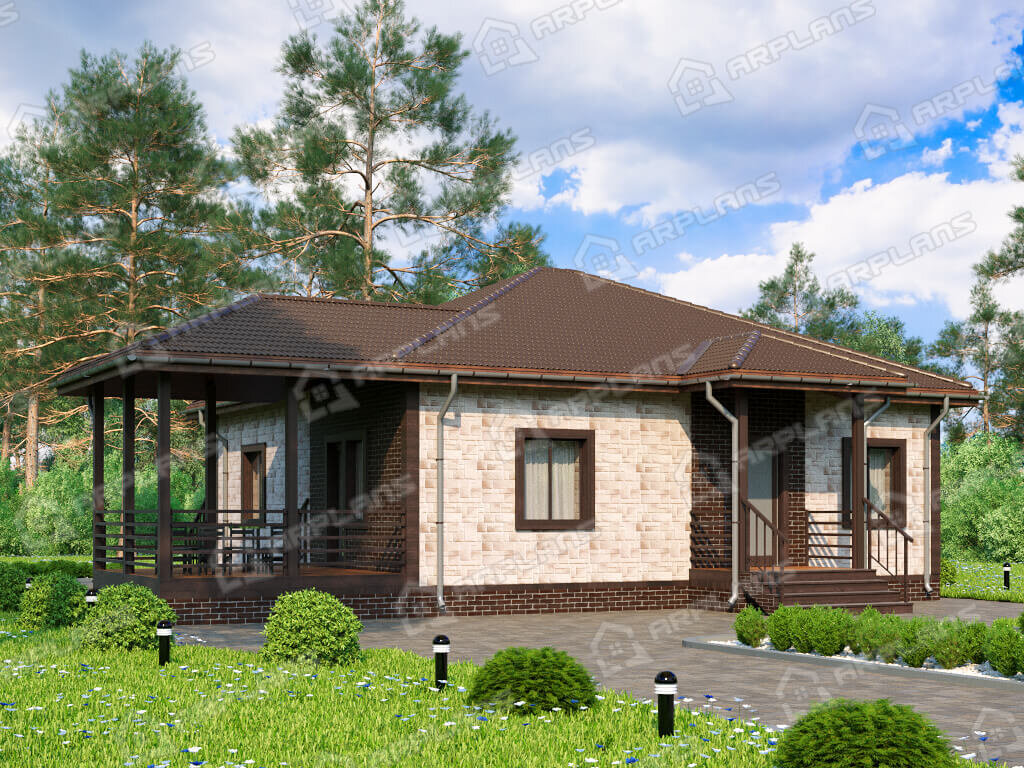 Фото 1 одноэтажного дома из газобетона. Источник arplans.ru Проект К-303 