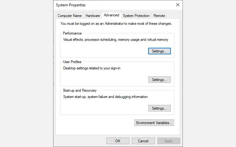 Memory settings