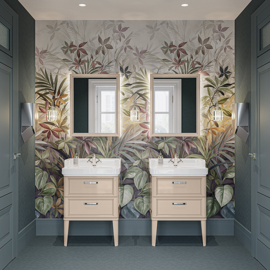 Тумба, пенал и зеркало POMPEI в оттенке камео от KERAMA MARAZZI 