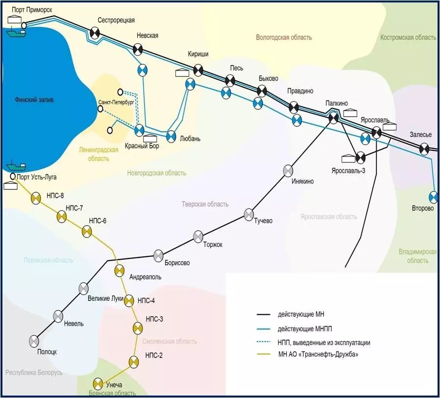 Трубы транснефти карта