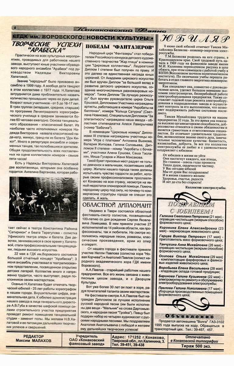 КОНАКОВСКИЙ ФАЯНС. Последние годы завода. Июнь 2002. № 10 (24) + 11 ФОТО! |  Блогер кучерявый | Дзен