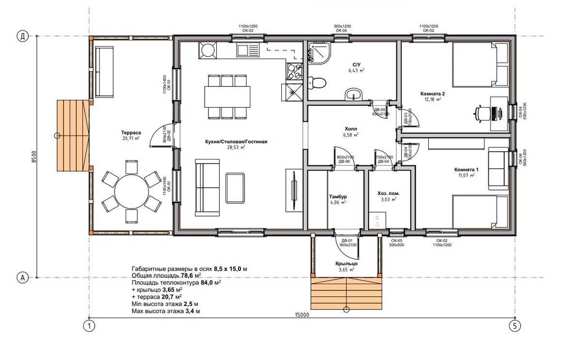 Готовый каркасный одноэтажный дом | GREY HOUSE | Дзен