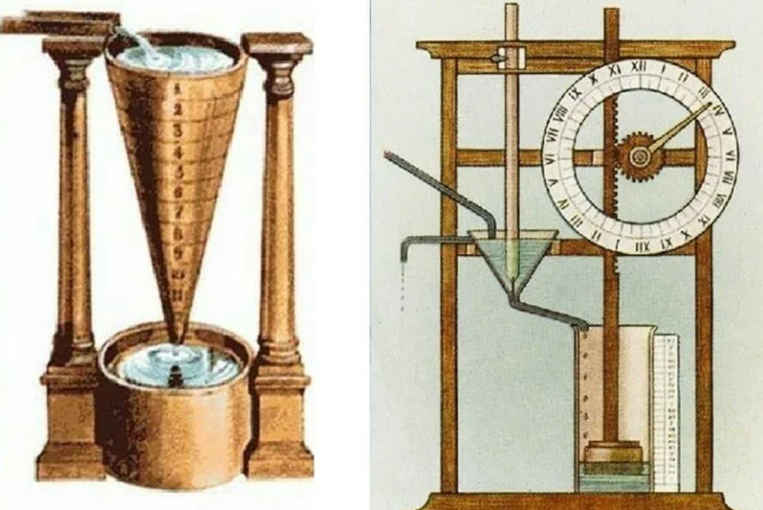 Древняя греция часы. Водяные часы Исаака Ньютона. Клепсидра в древней Греции. Клепсидра древнего Египта. Водяные часы древнего Египта.