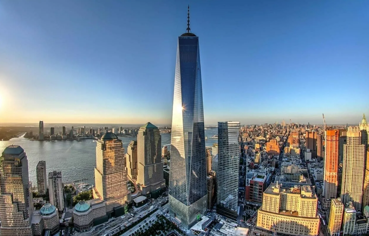 Башни ВТЦ В Нью-Йорке. ВТЦ 1 башня свободы. One World trade Center, Нью-Йорк. Всемирный торговый центр 1 (541 м). Нью-Йорк, США.