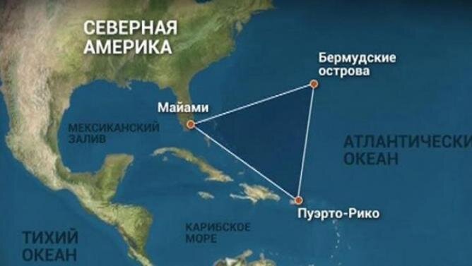 Географическое расположение Бермудского треугольника.