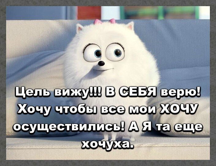 Еще тем. Цель вижу в себя верю. Вижу цель не. Я твоя хочуха. Вижу цель а я та еще хочуха.